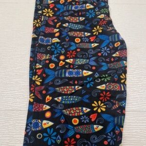 FABULEGS folk art fish pattern leggings size xl